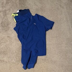 Large Figs Blue Scrub Set with Neon Accents